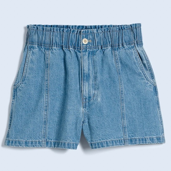 Madewell NWT Denim Pull-On Paperbag Shorts in Bunten Wash - Picture 1 of 4